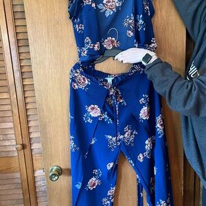 Floral Blue Two-Piece Outfit